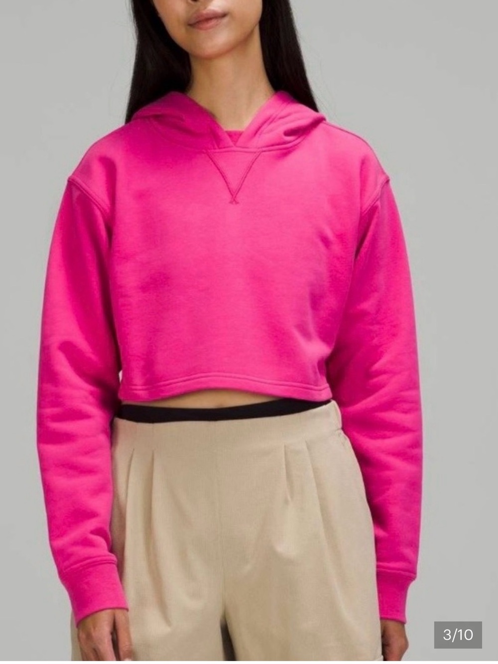 Lululemon Cropped sonic Pink Hoodie Sweatshirt - Women's Pullover